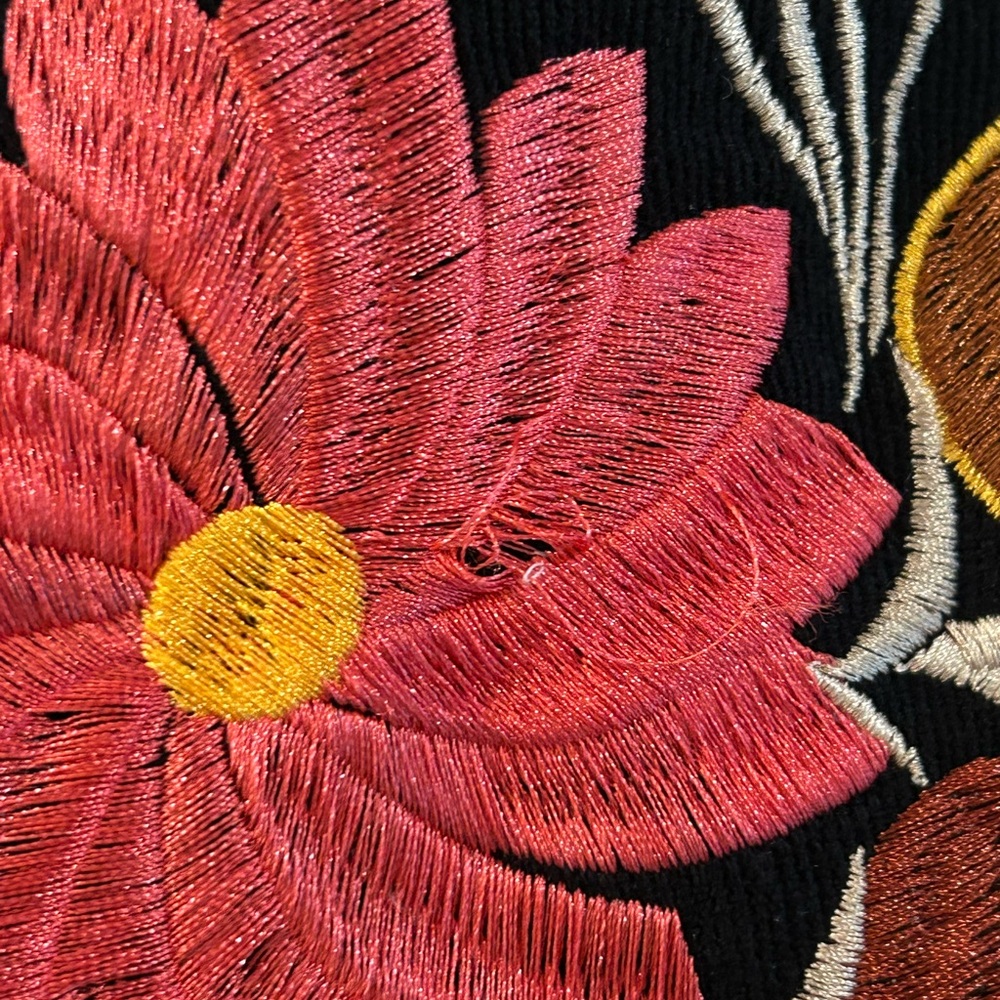 Embroidered Tote Bag Black Pink Brown - Picture 10 of 11